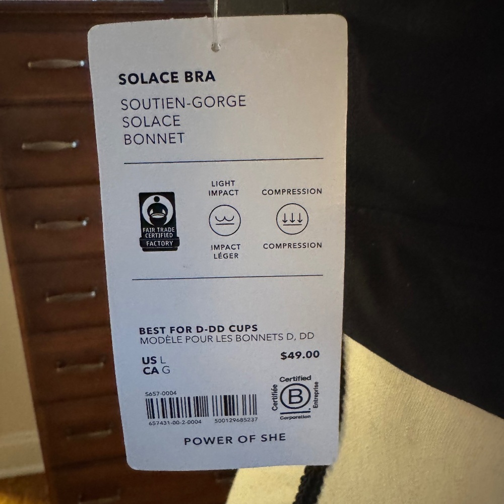 Athleta Solace Bra - Black - Large - D-DD - NWT - Picture 7 of 11
